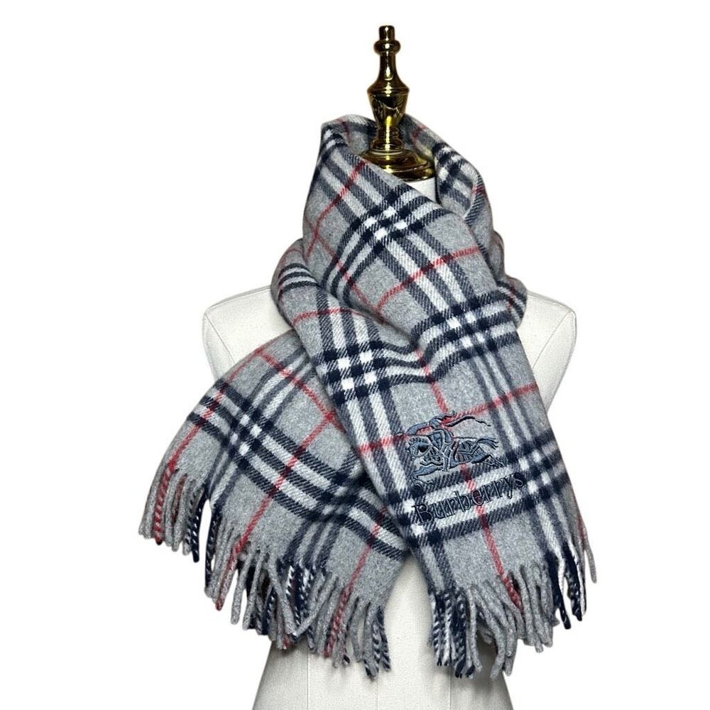 NWT Burberry Blue Plaid 100% Wool Blanket large scarf shawl